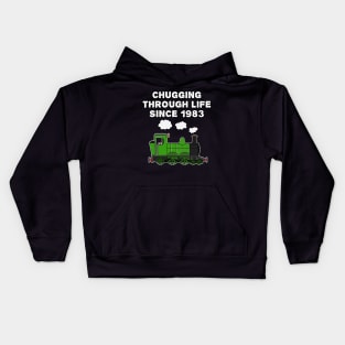 40th Birthday Train Chugging Through Life Since 1983 Kids Hoodie